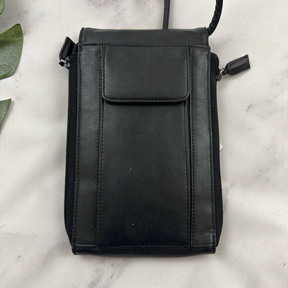 Nine West Vintage Y2k Leather Mini Bag Purse Black Small Zipper Pockets - Picture 5 of 6